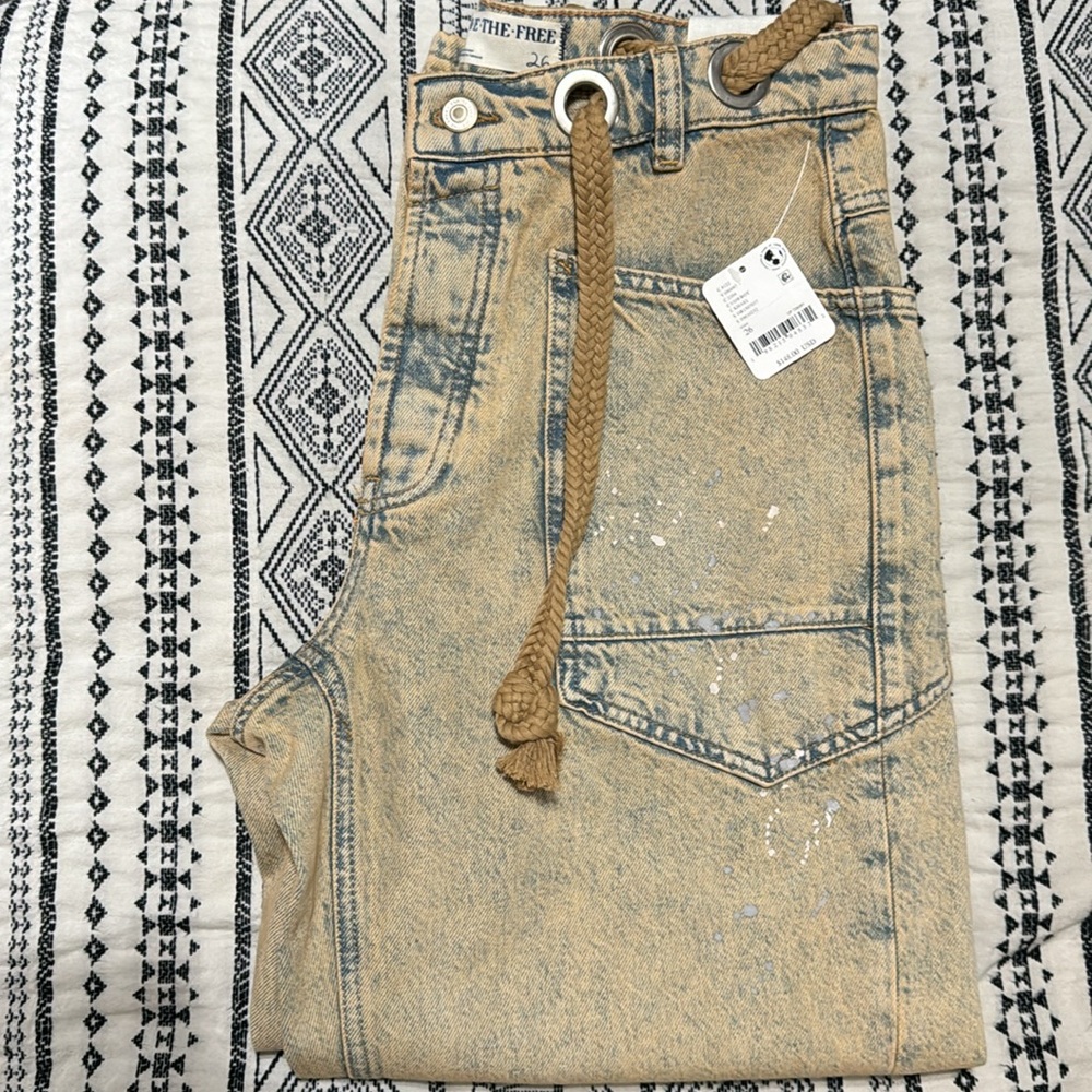 Free people We The Free Moxie Pull-On Barrel Jeans NWT cowboy - Picture 4 of 5